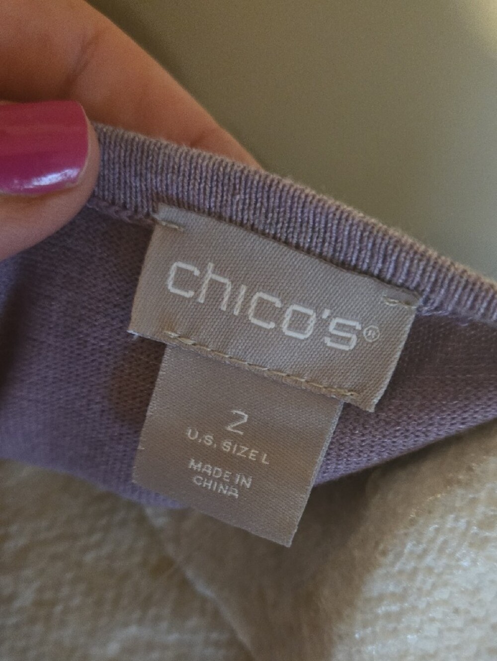 Nwt Chico's Lavender Scoop-Neck Knit Top SIZE L - Picture 4 of 5